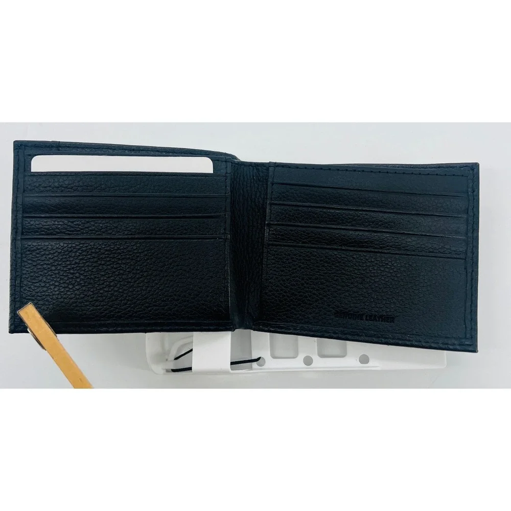 NEW Reebok Leather Bifold Wallet with Card Case RFID‎ Protected Black